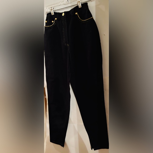 New Versus Versace Black Stretch Jeans Gold Piping size 28/42 Small made Italy - Picture 15 of 16